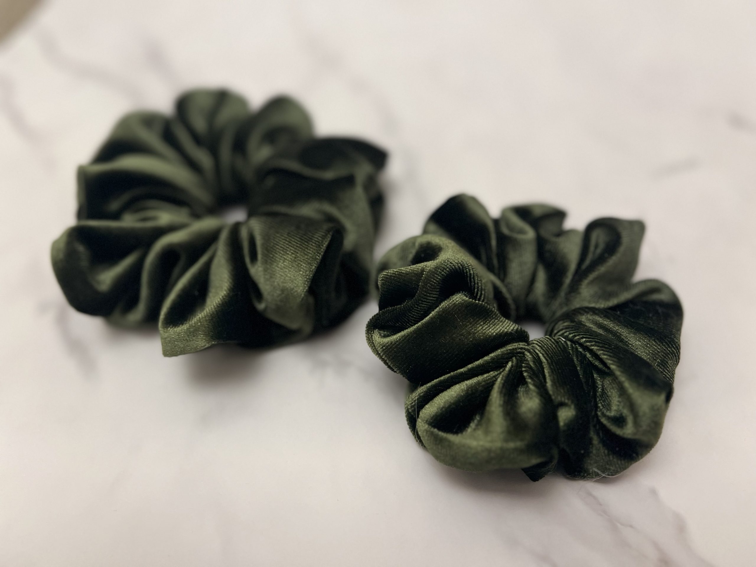 XXL Olive Green Velvet Scrunchie - Image 2
