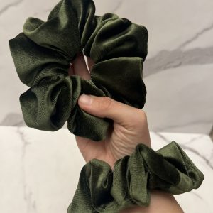 XXL Olive Green Velvet Scrunchie