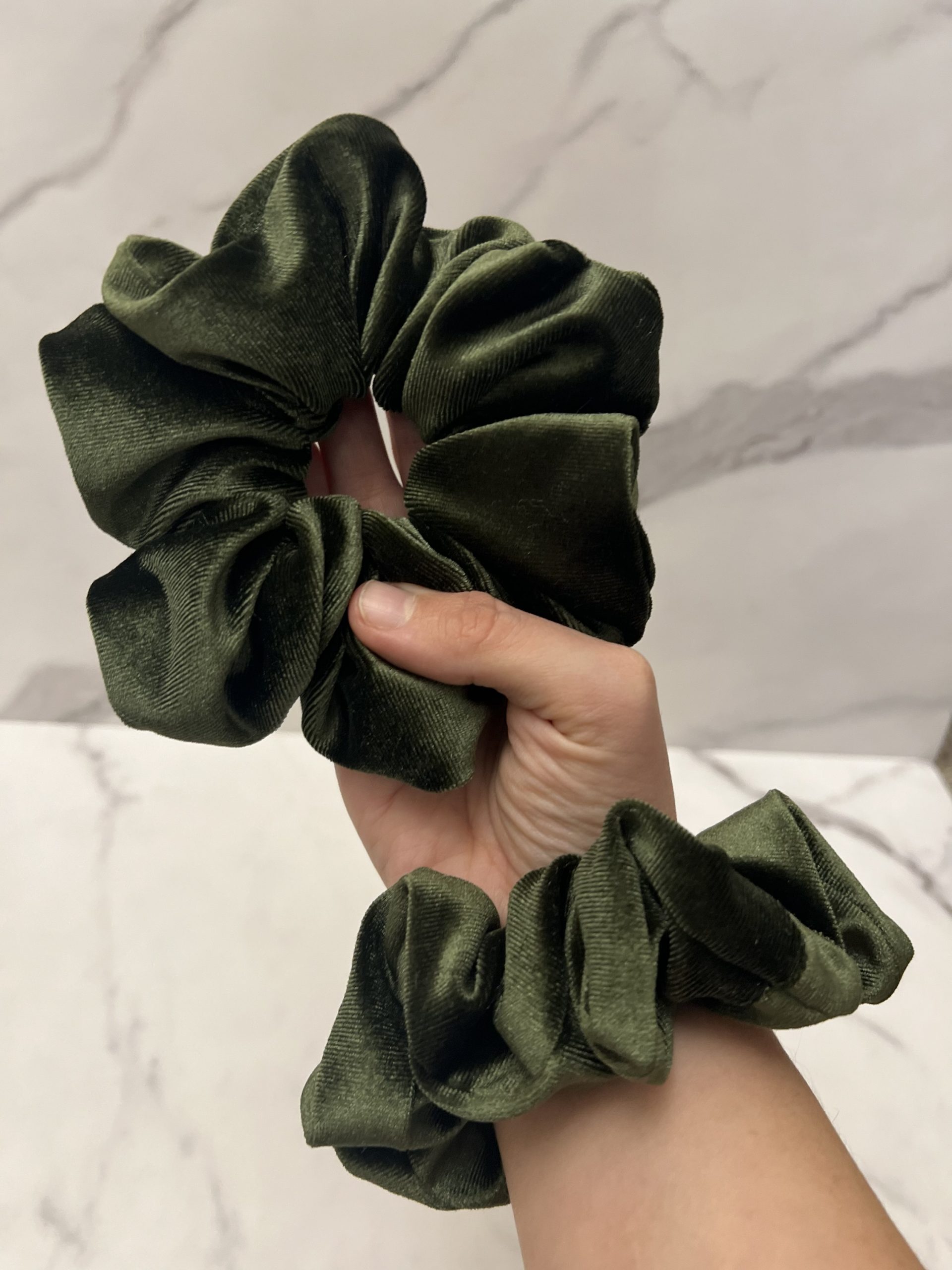 XXL Olive Green Velvet Scrunchie
