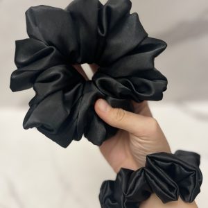 XXL Black Satin Scrunchie