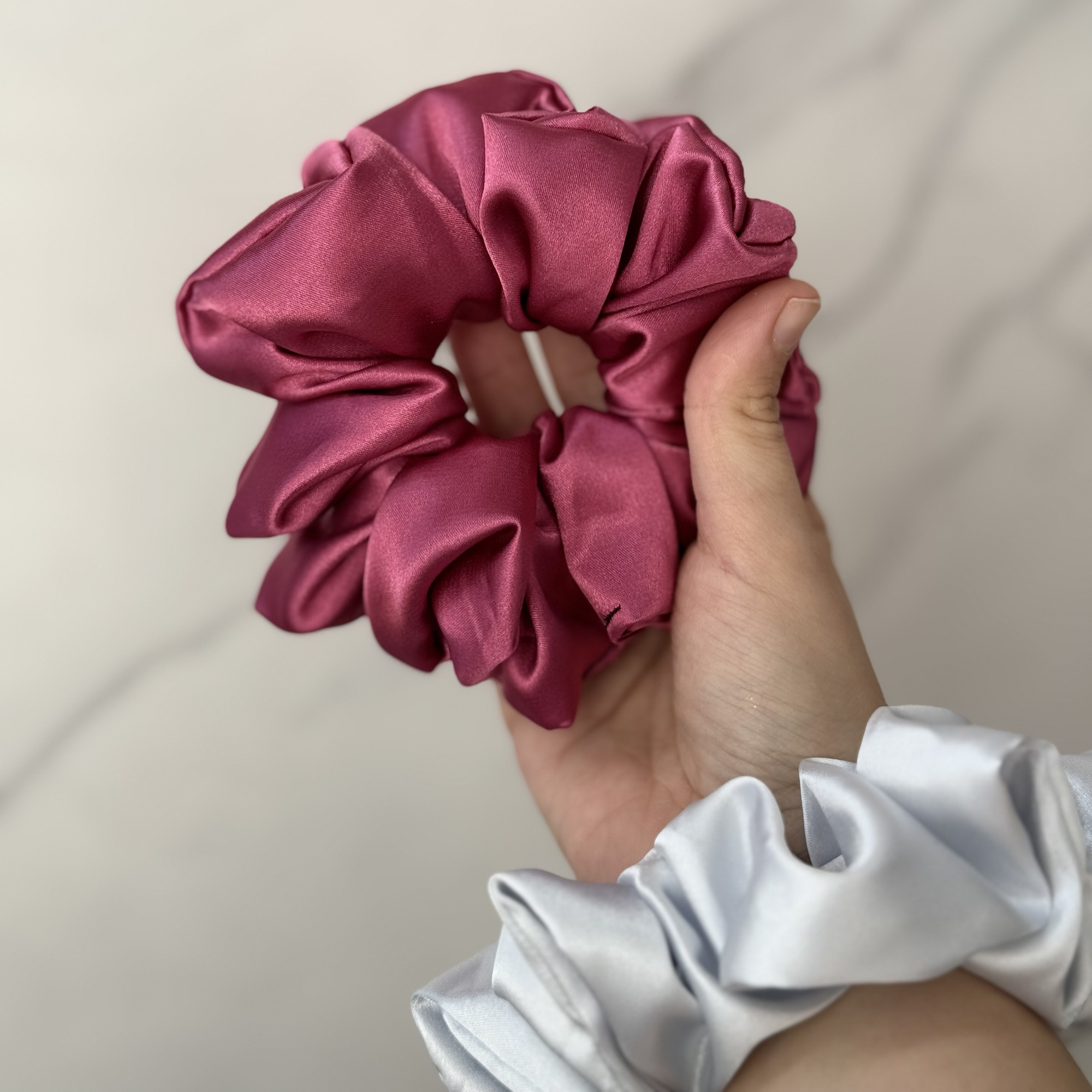 XXL Fuchsia Satin Scrunchie